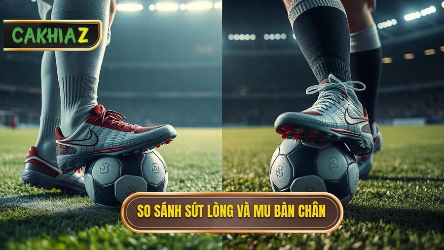 Bảng so sánh: Sút bằng lòng bàn chân vs Sút bằng mu bàn chân